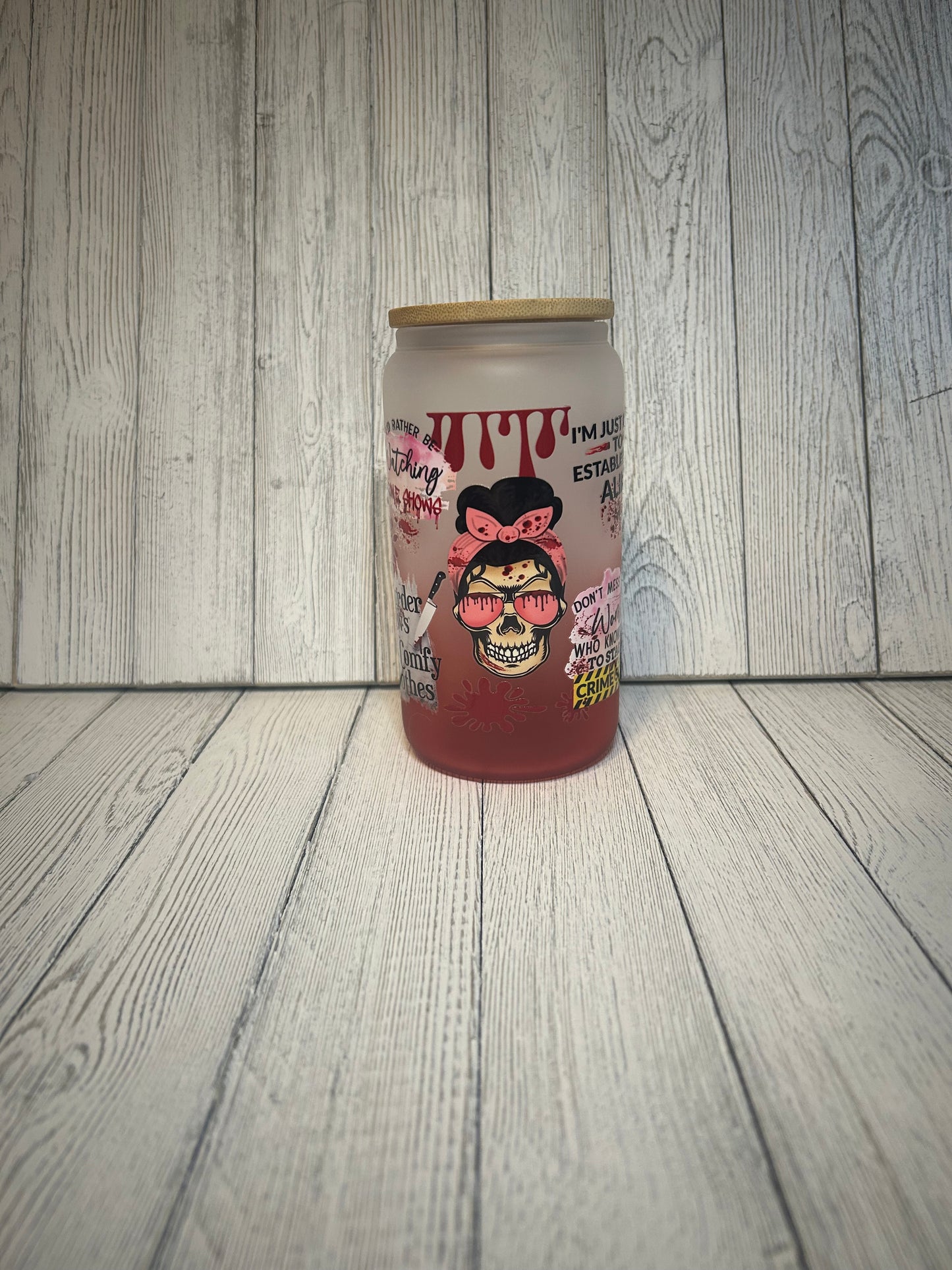 True Crime glass frosted ombre 16 oz tumbler
