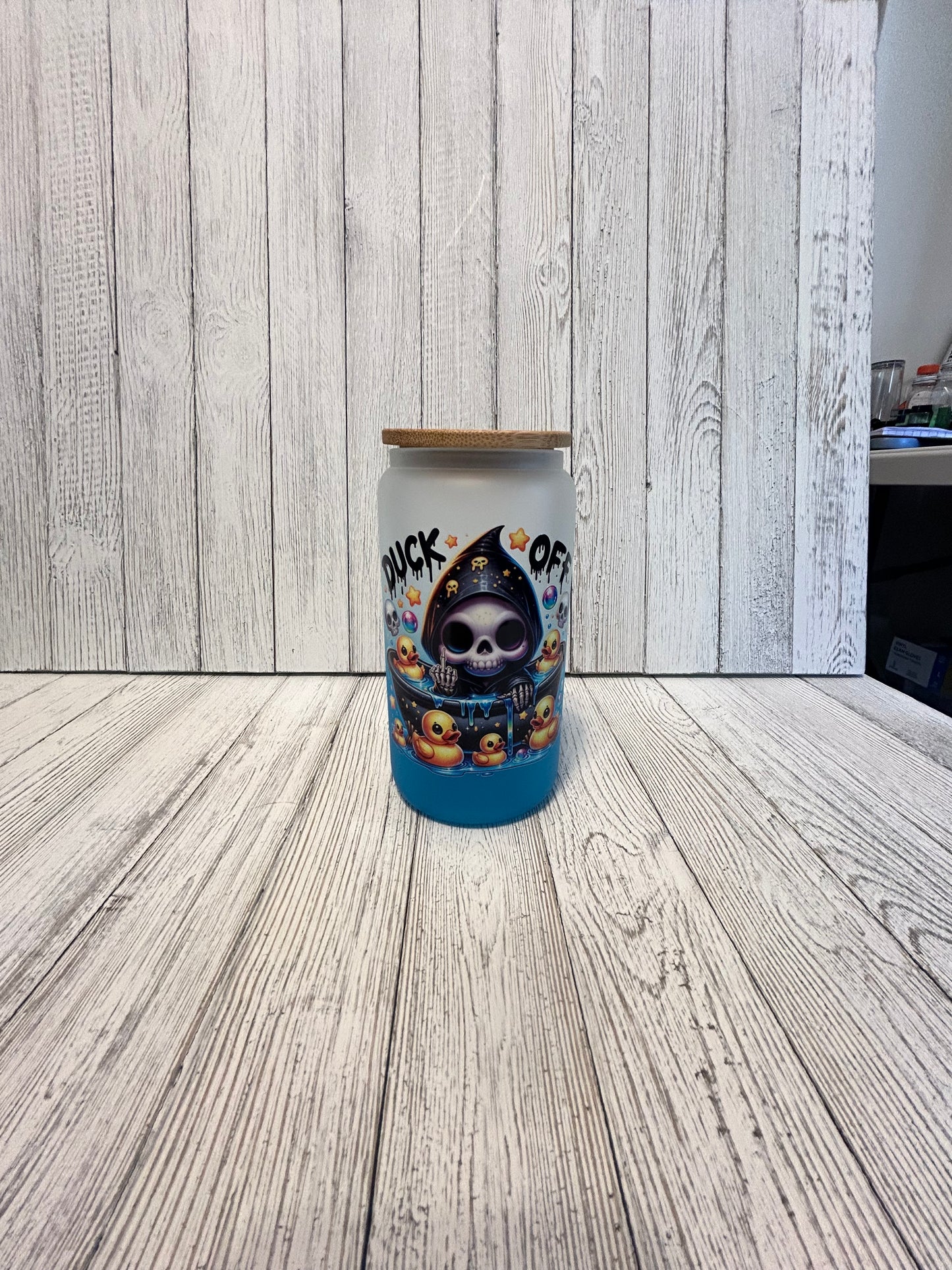 Duck off glass frosted ombre 16 oz tumbler