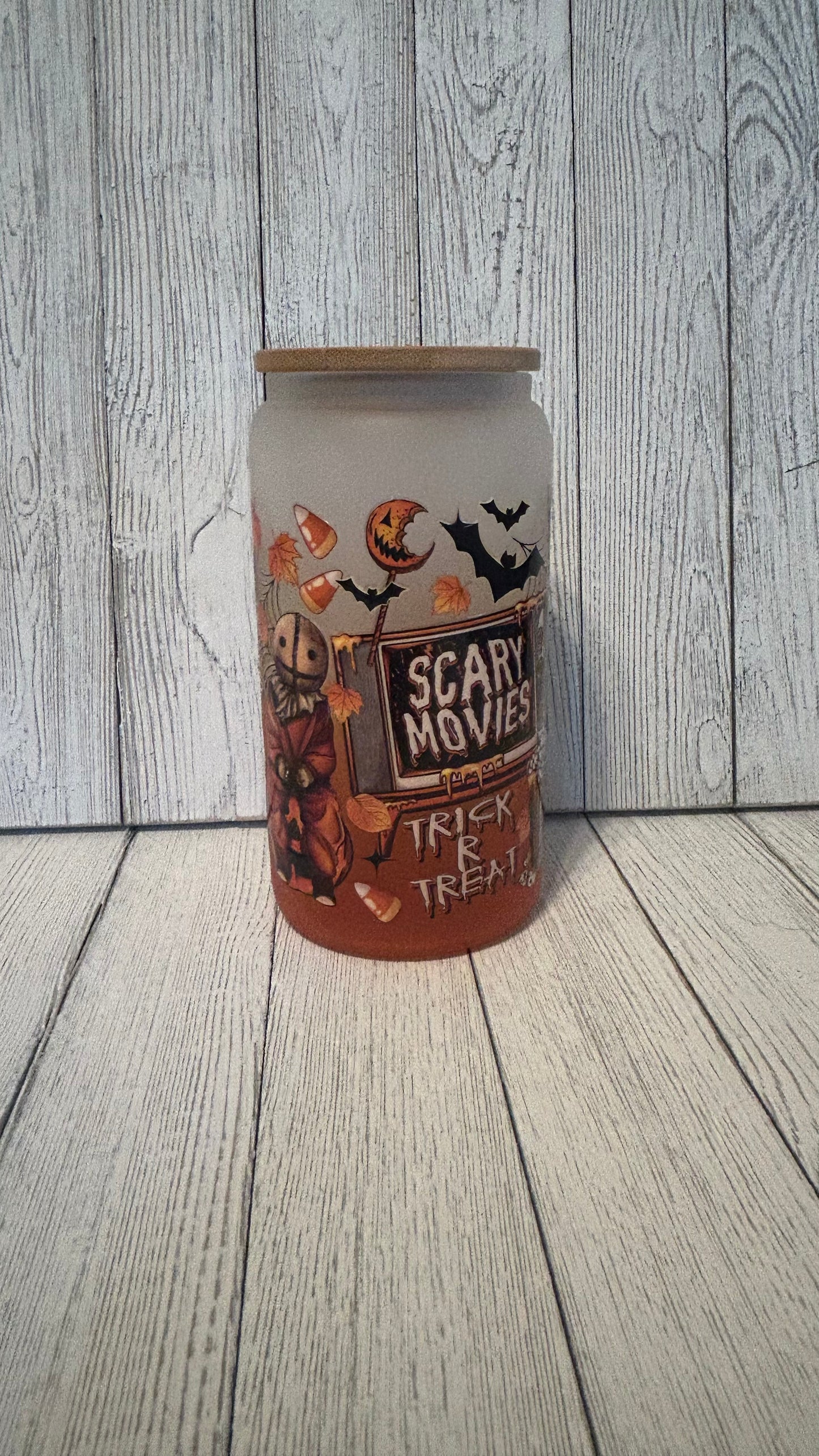 Scary Movies glass frosted ombre 16 oz tumbler