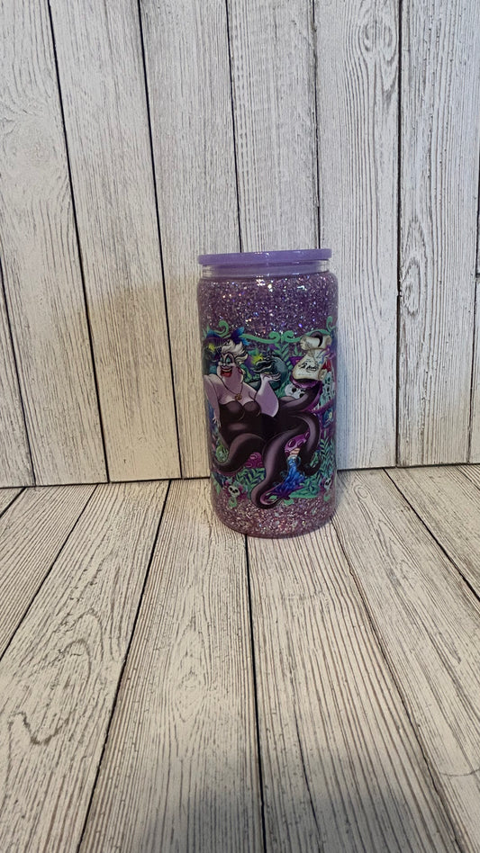 16 oz glass snowglobe tumbler